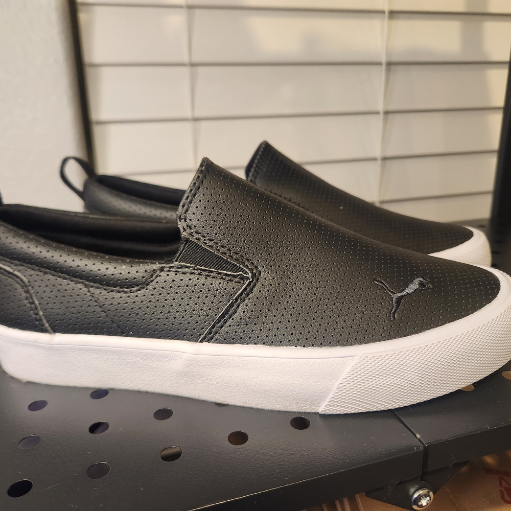 Puma Men's Black and White Slip-On Sneakers